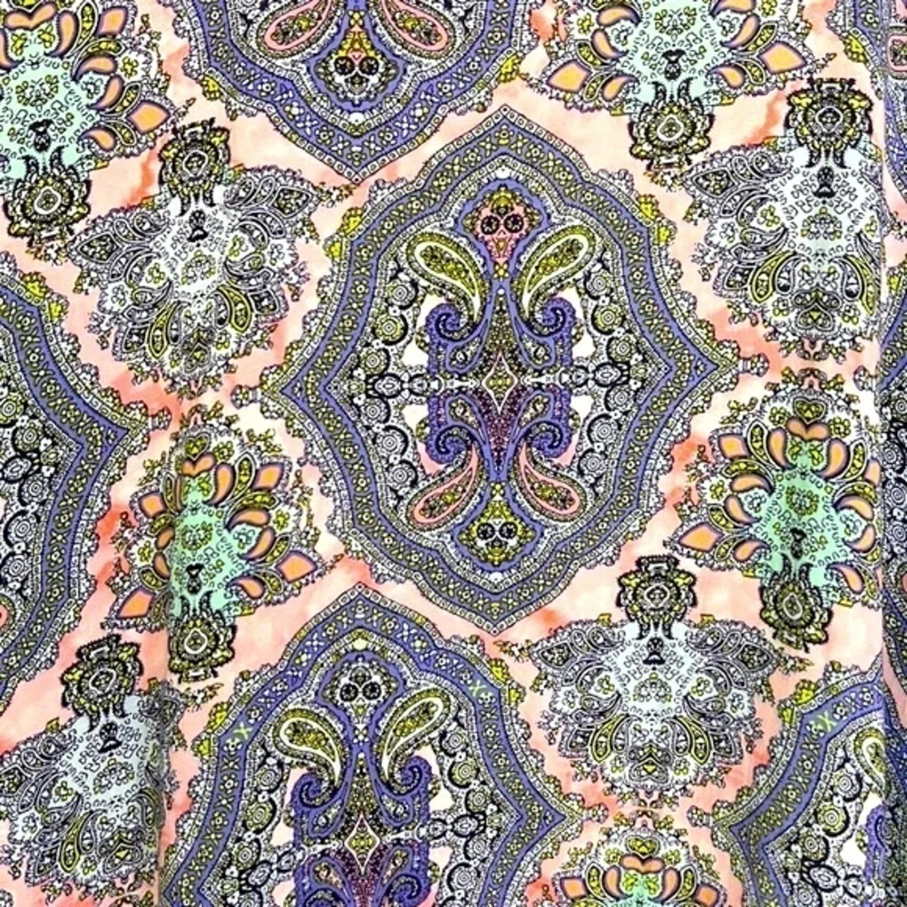 Victoria Secrets -  Colorful Paisley Rayon Fringe Short Sleeve Kimono Size XS /S